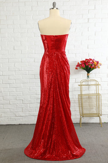 Sheath Sweetheart Red Sequins Formal Dress with Sequins